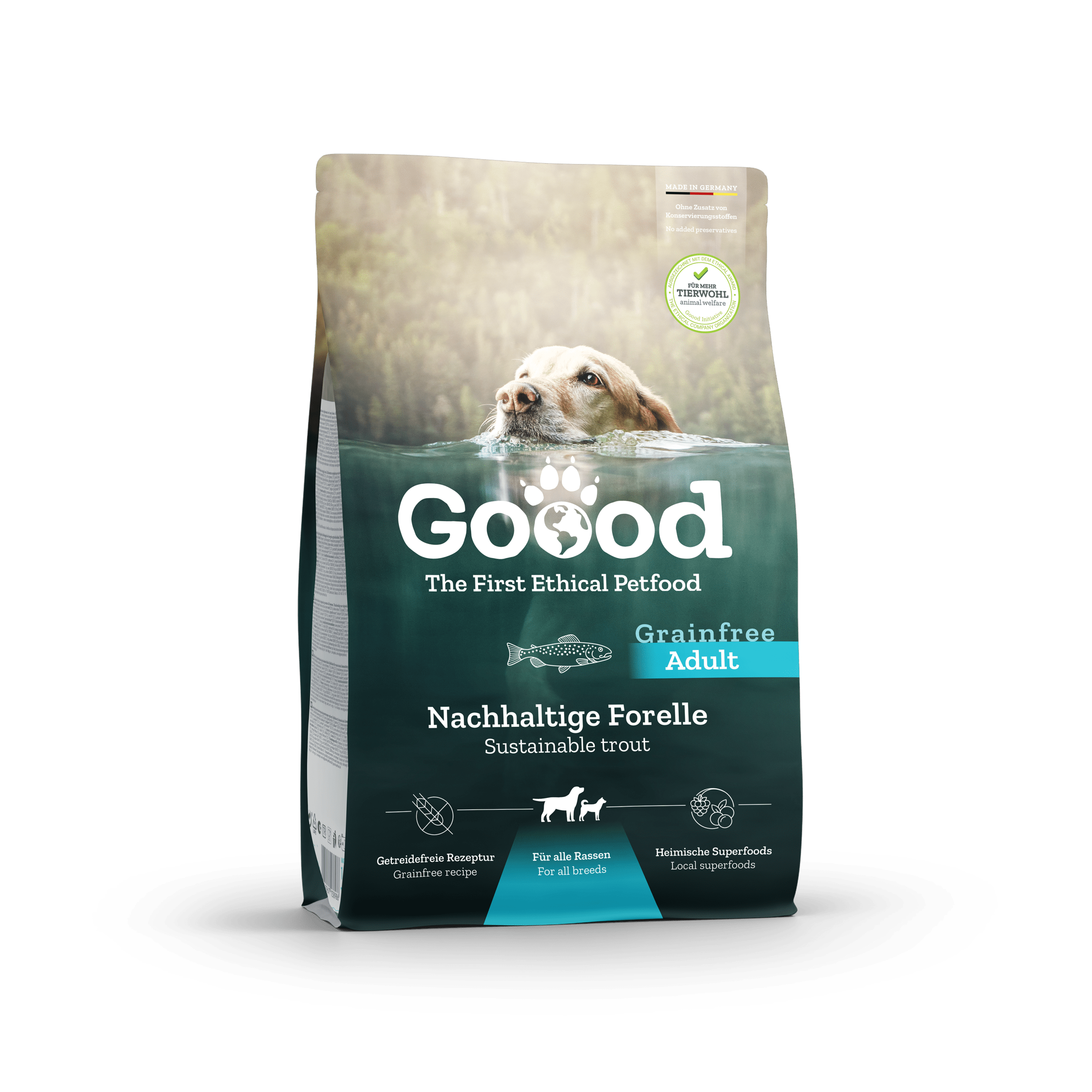 Croquettes chien adulte à la truite durable sans céréales